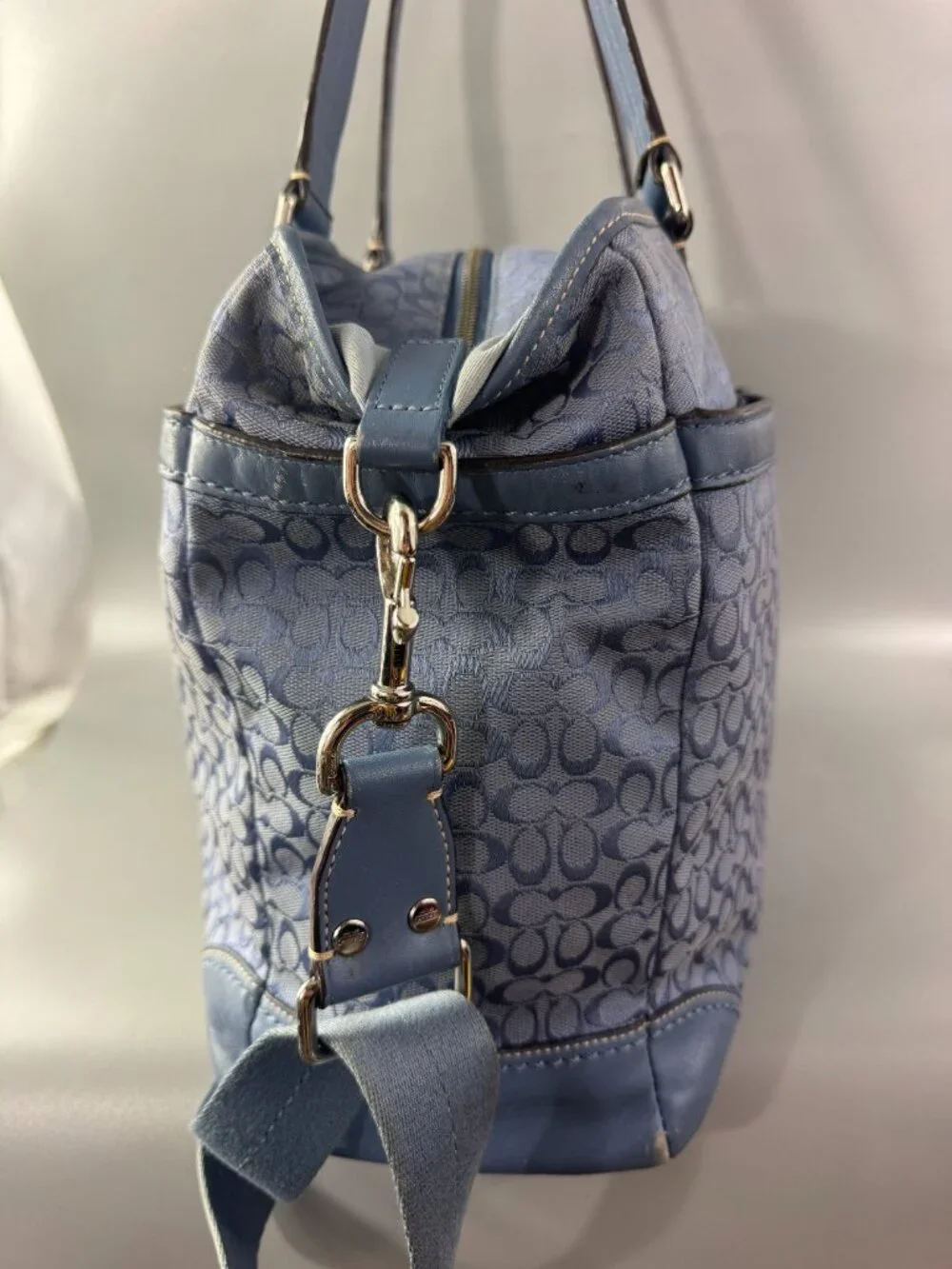 Authentic Coach CC signature Canvas with Leather Diaper Bag